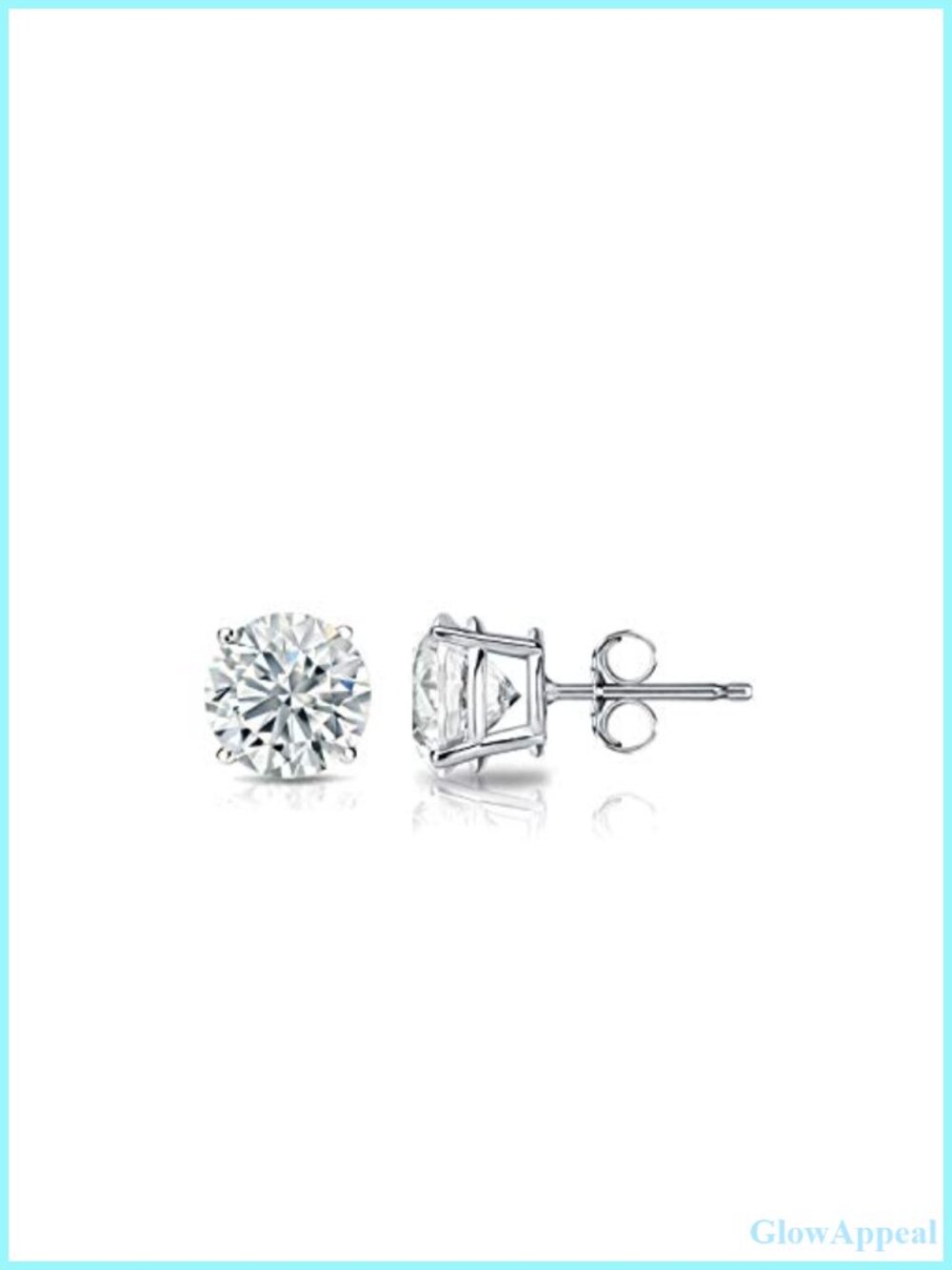 14k White Gold Lab Grown Diamond Stud Earrings 4-Prong Push Back